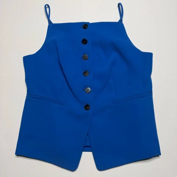 MANGO Halter Neck Gilet Buttons Sleeveless Suit Vest Blazer Royal Blue - Picture 7 of 10